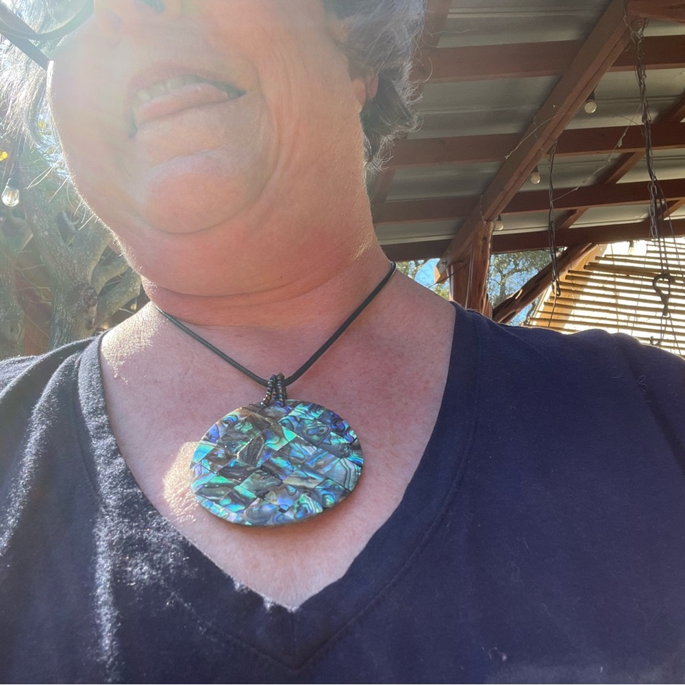 Mosaic Of Abalone Shell Pendant. Unique, Irridesc… - image 2